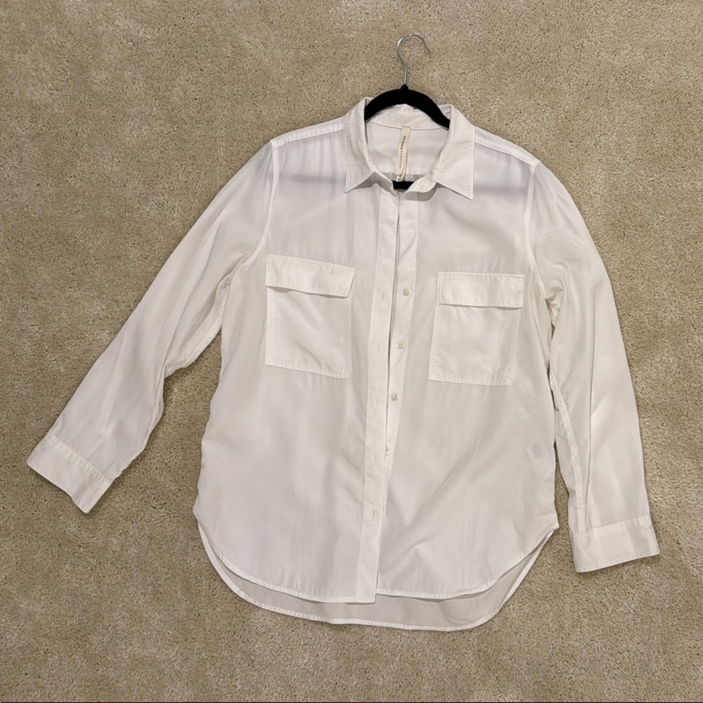 Aritzia White Utility Button-Up Shirt
